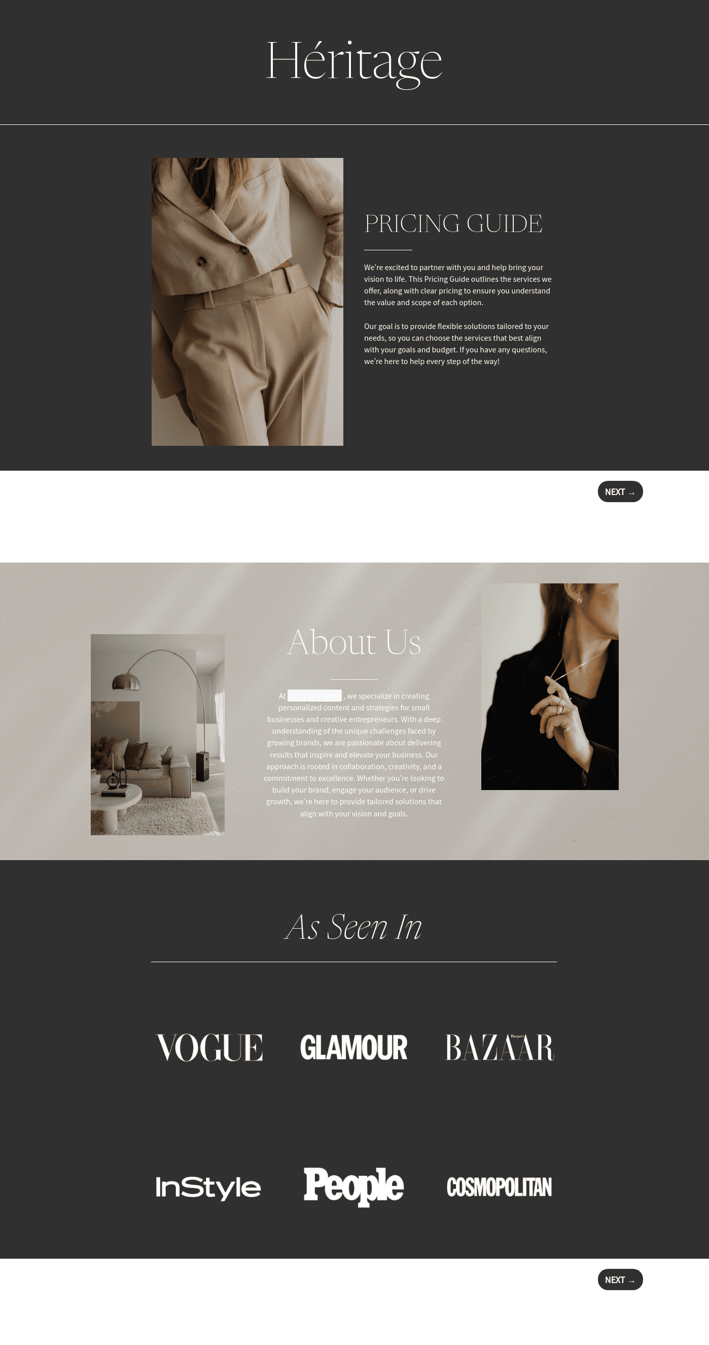 Héritage Pricing Guide For Social Media Marketers