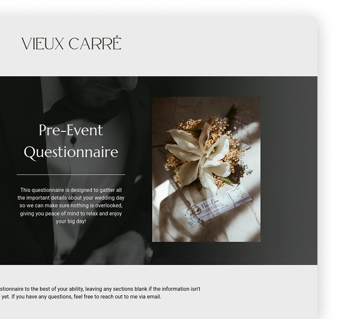 Event Planner Pre-Event Questionnaire