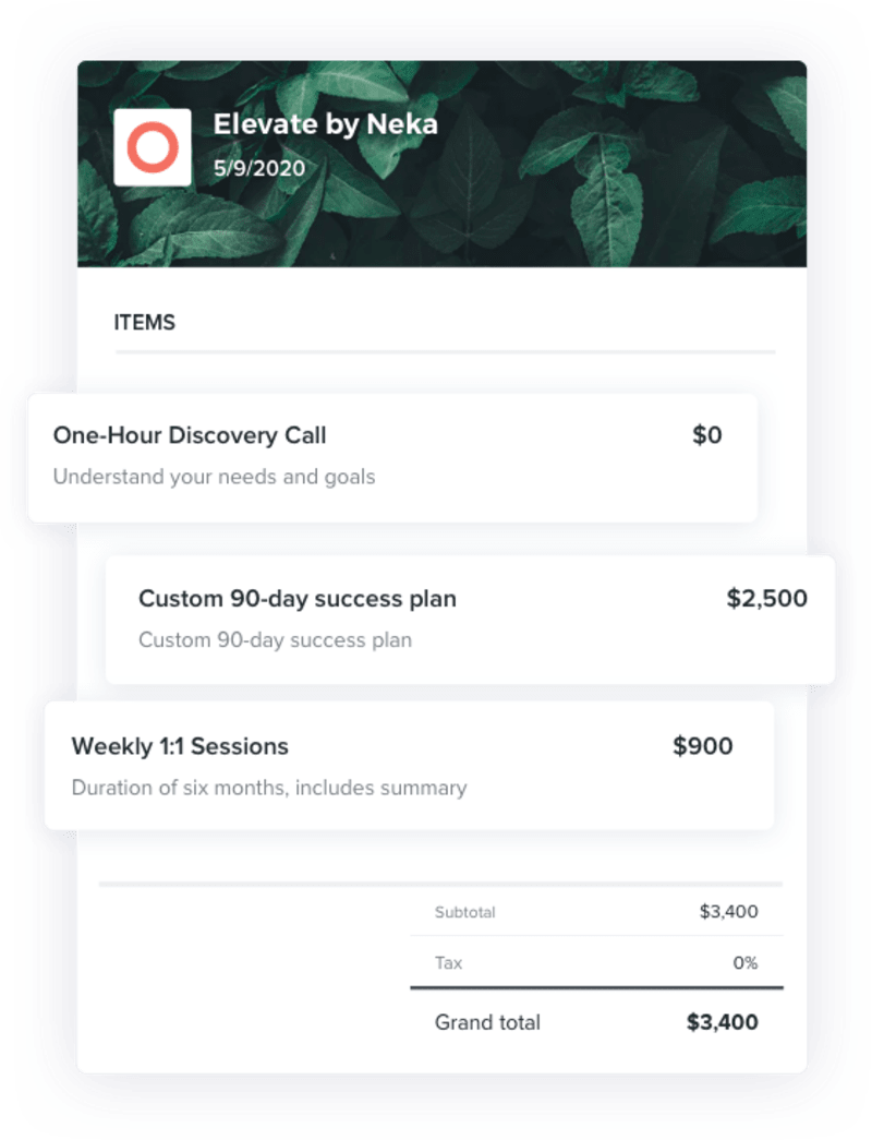 Health and wellness coach invoice templates