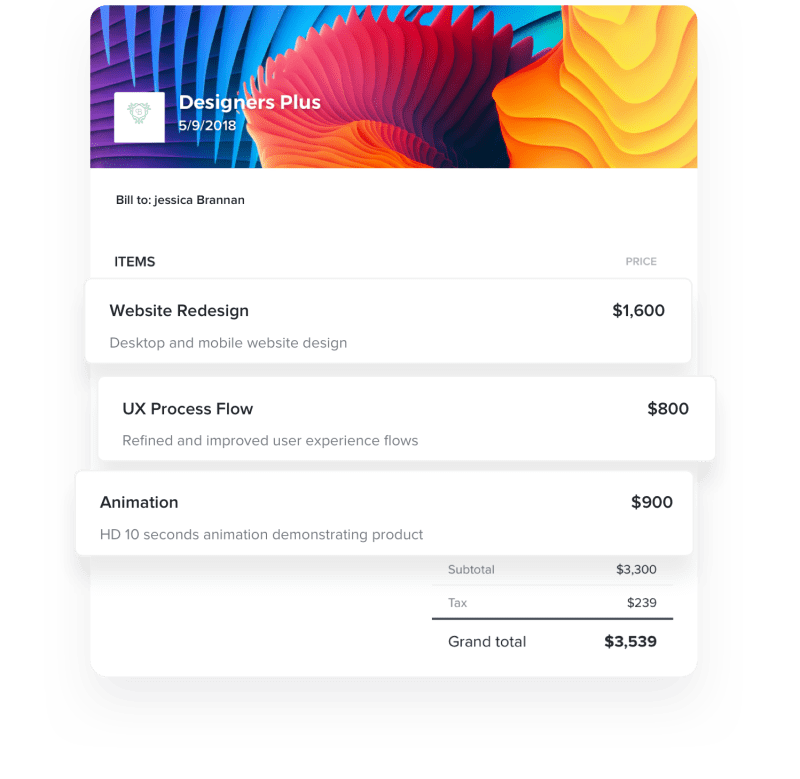 Online Invoice with Graphic design workflow management software