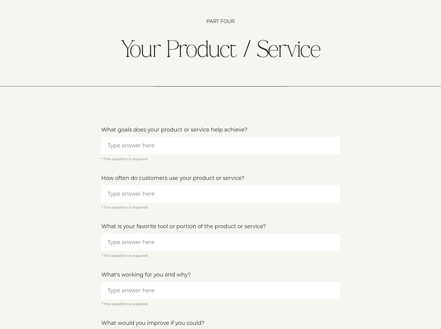 Product Questionnaire