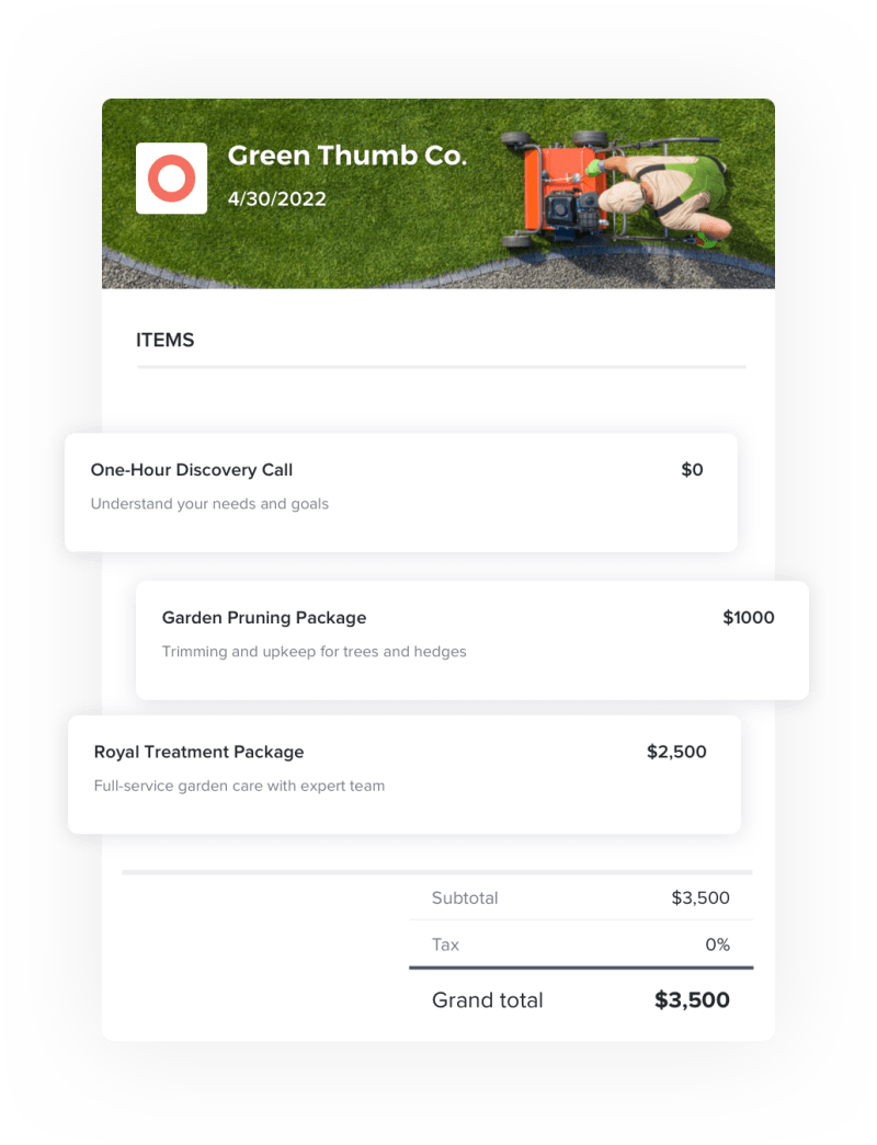 create landscaping invoice with landscaping crm