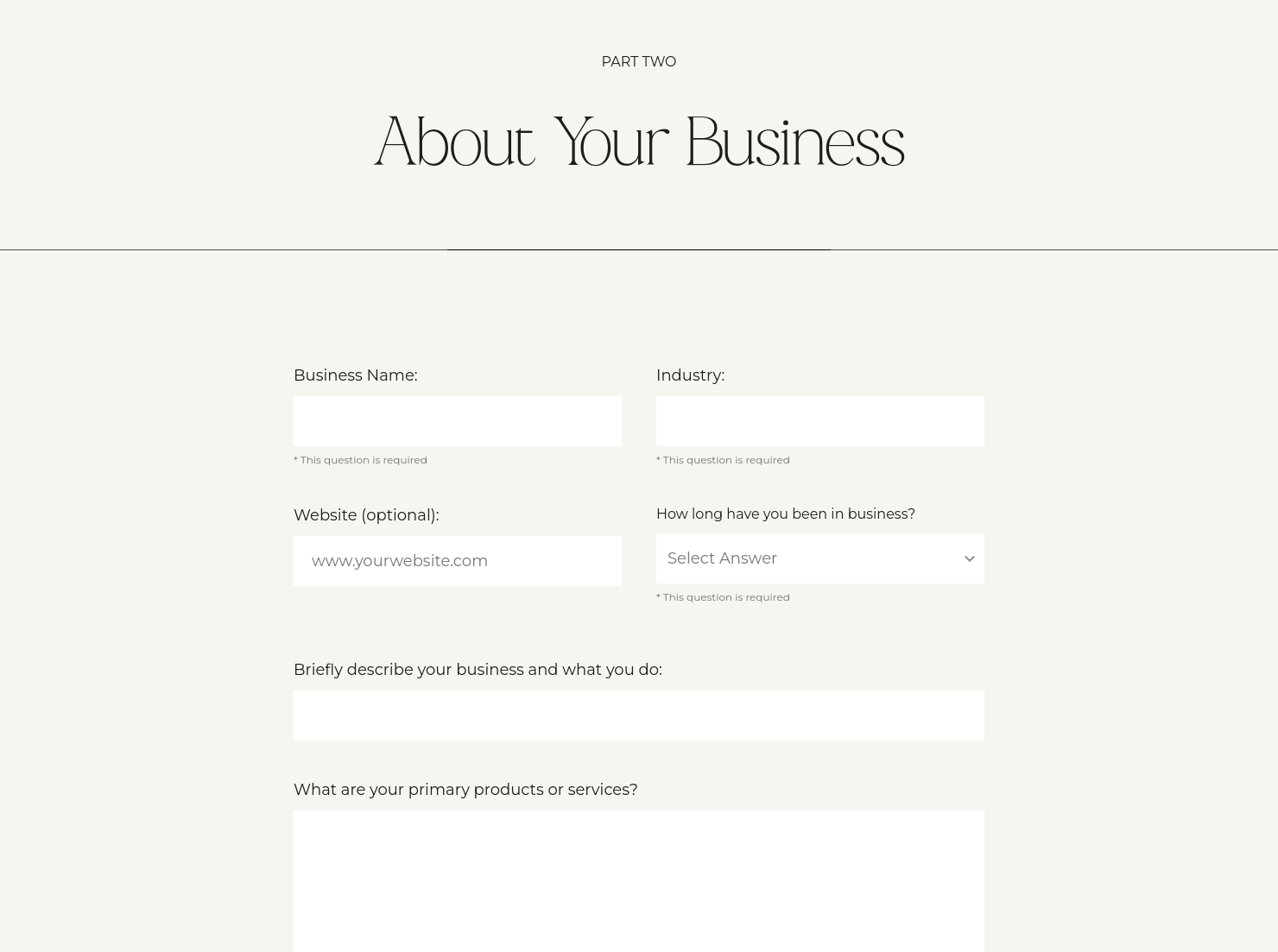 Business Questionnaire